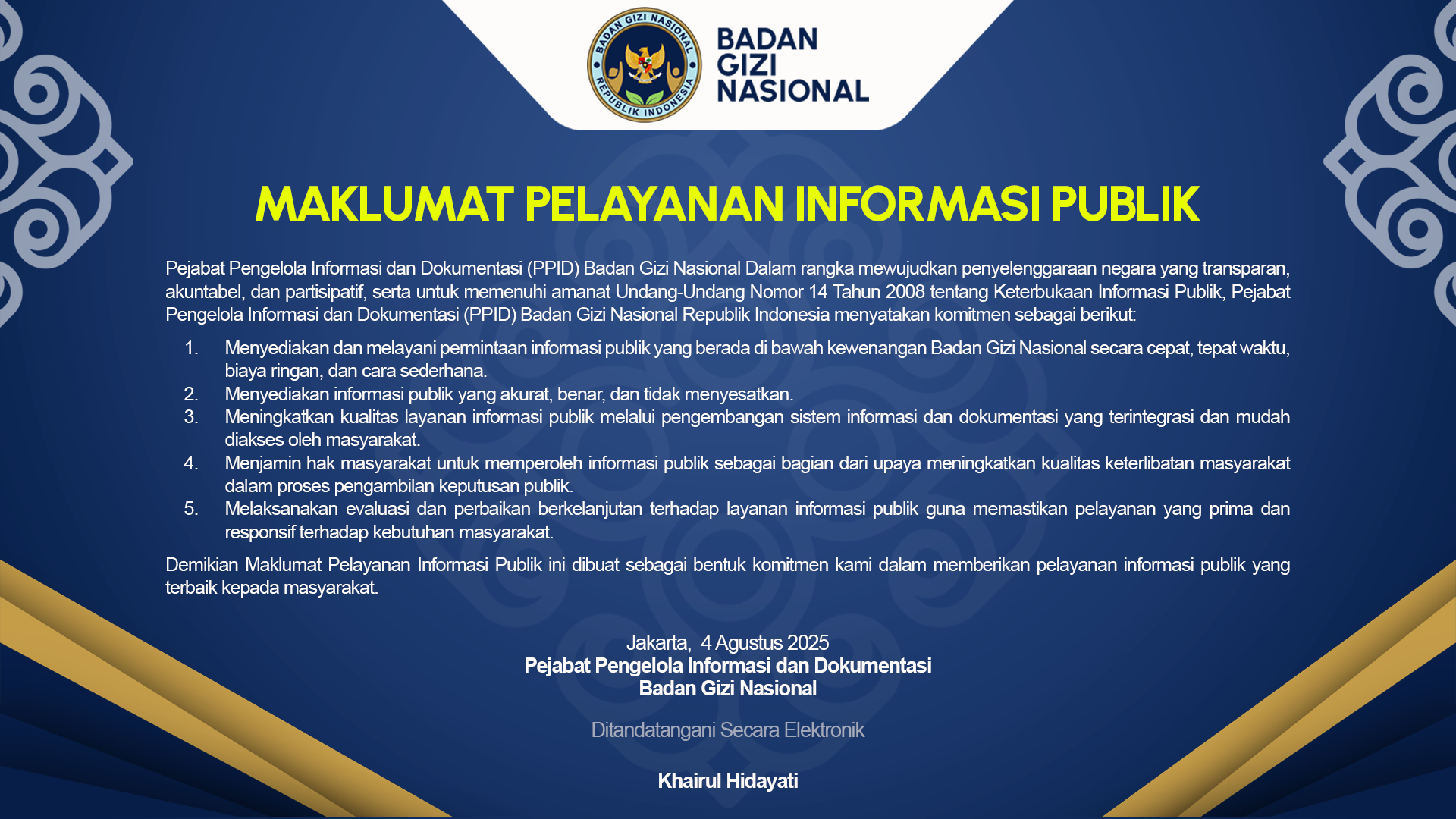 Maklumat Pelayanan Informasi Publik BGN